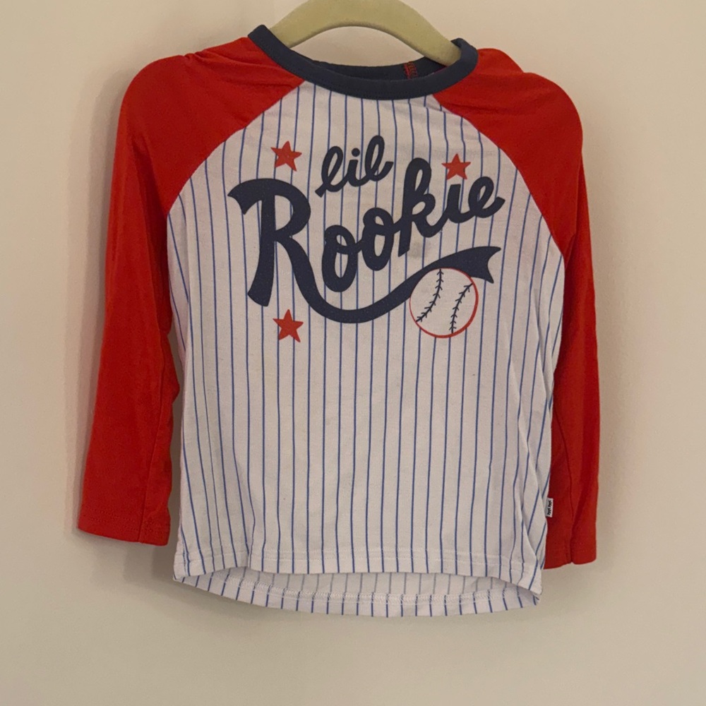 Little Sleepies Lil Rookie Baseball Tee - Red and White